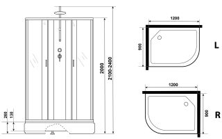Душевая кабина Niagara NG-33294-14LBKTG с гидромассажем 120x90см серебро/матовое